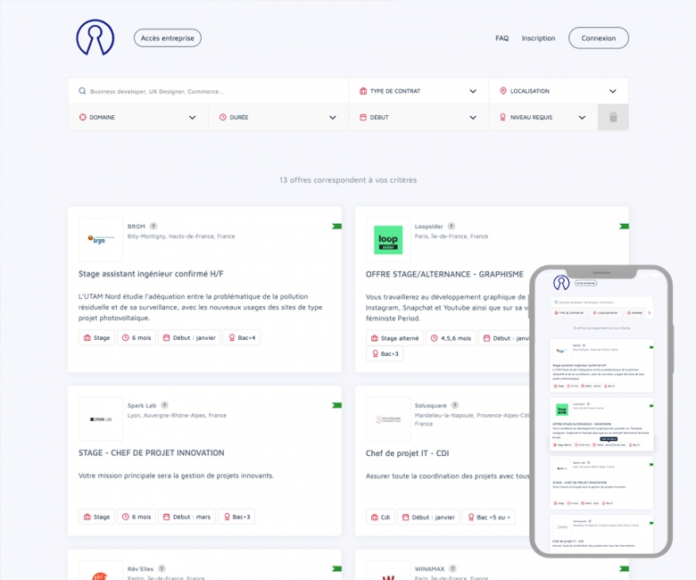 Site internet plateforme emploi