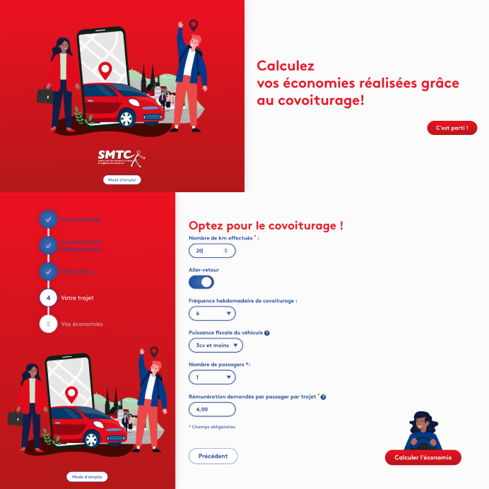 Application web pour calculs d'économies grâce au covoiturage