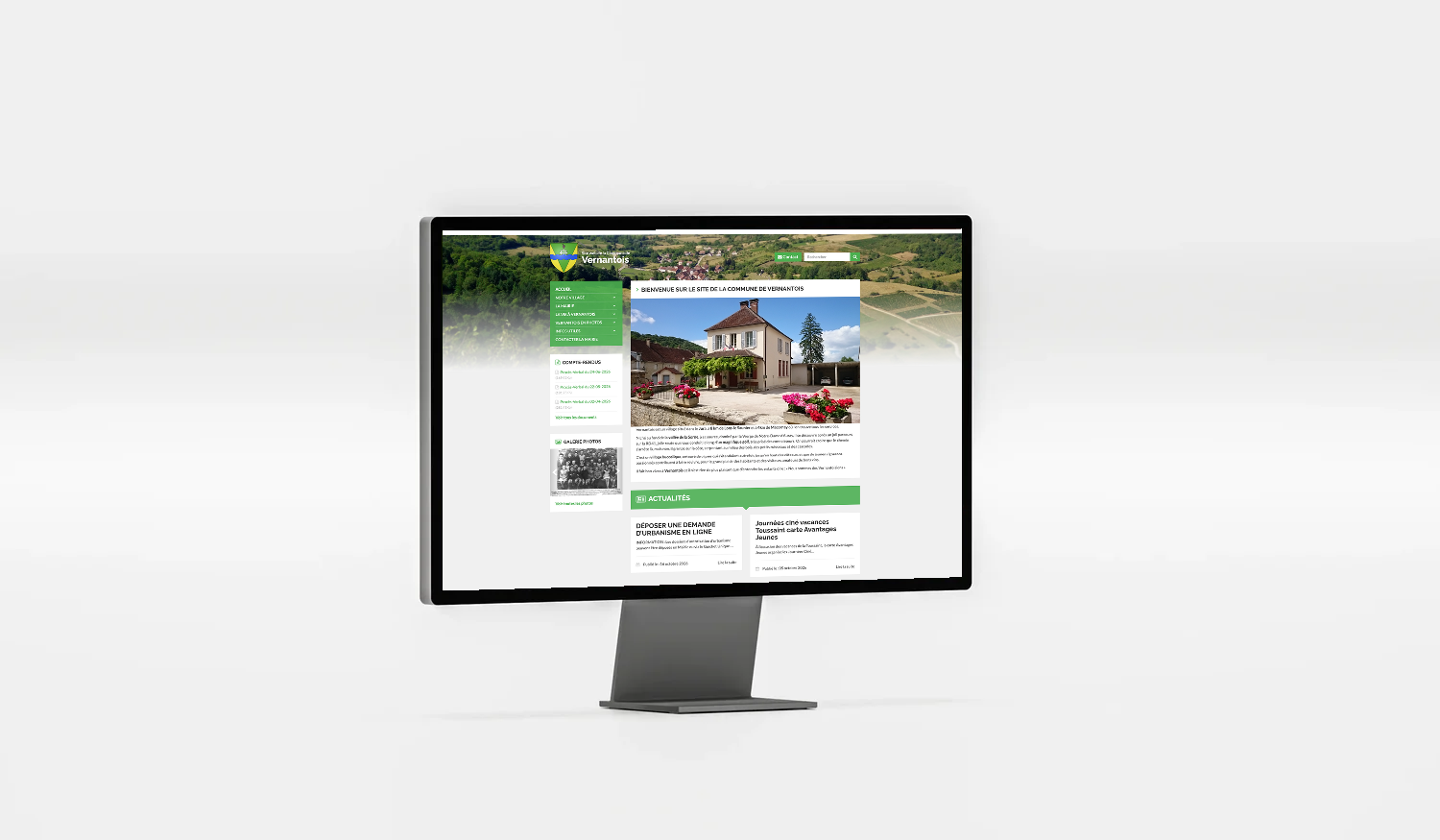 Site internet de la commune de Vernantois dans le Jura, sur ordinateur (desktop)