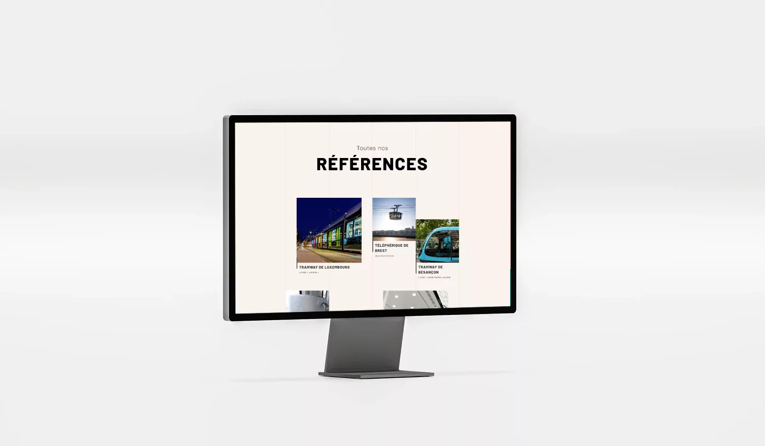 Page des références de l’agence de design Avant Première, présentant ses réalisations sur un écran d’ordinateur.
