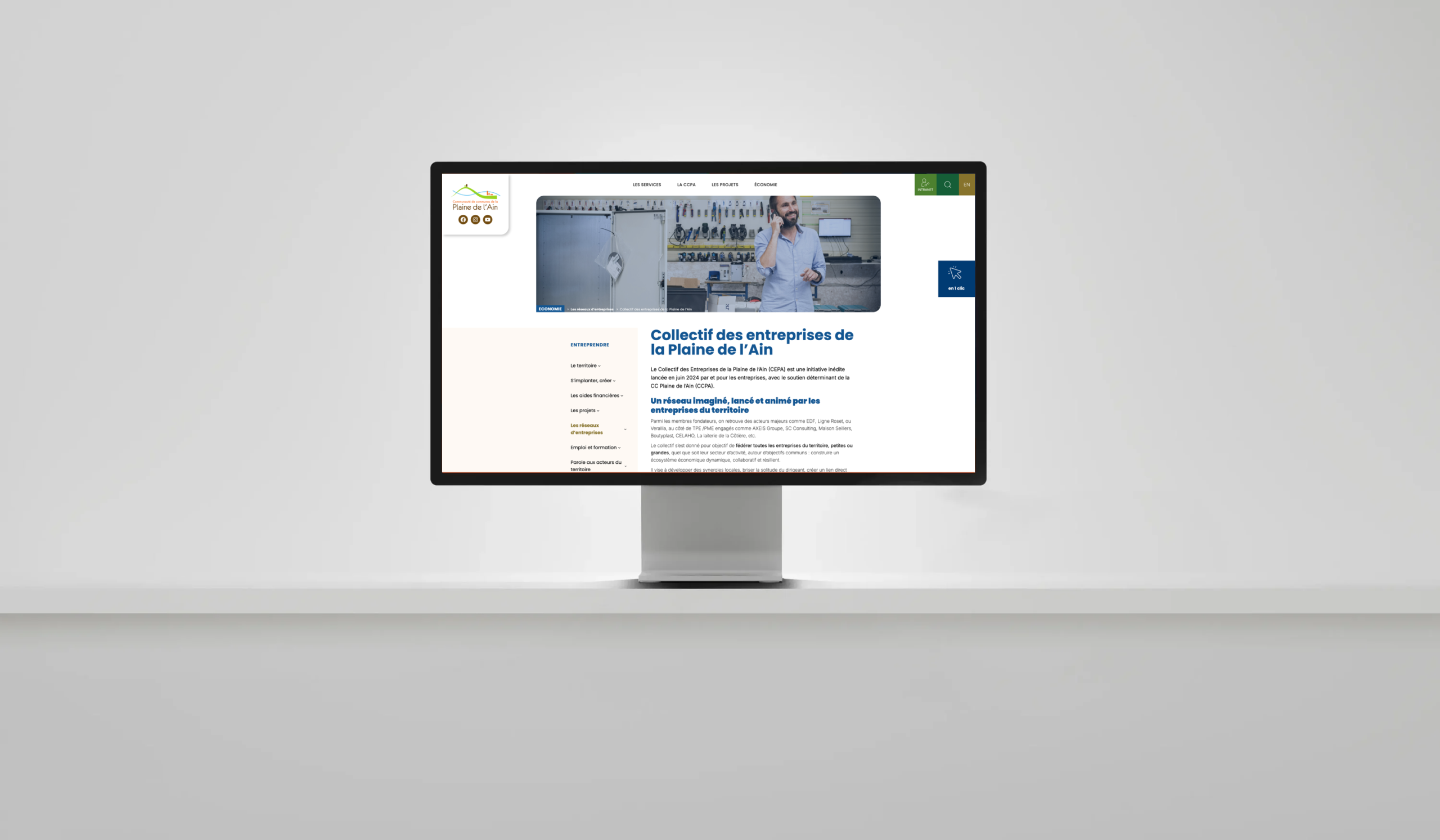 Aperçu du site internet de la Communauté de Communes de la Plaine de l’Ain.